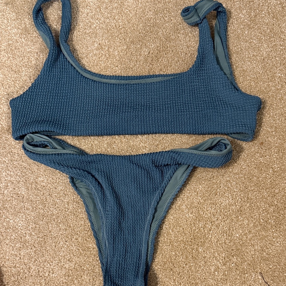 Edikted Deep Blue Textured Bikini